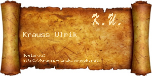Krauss Ulrik névjegykártya